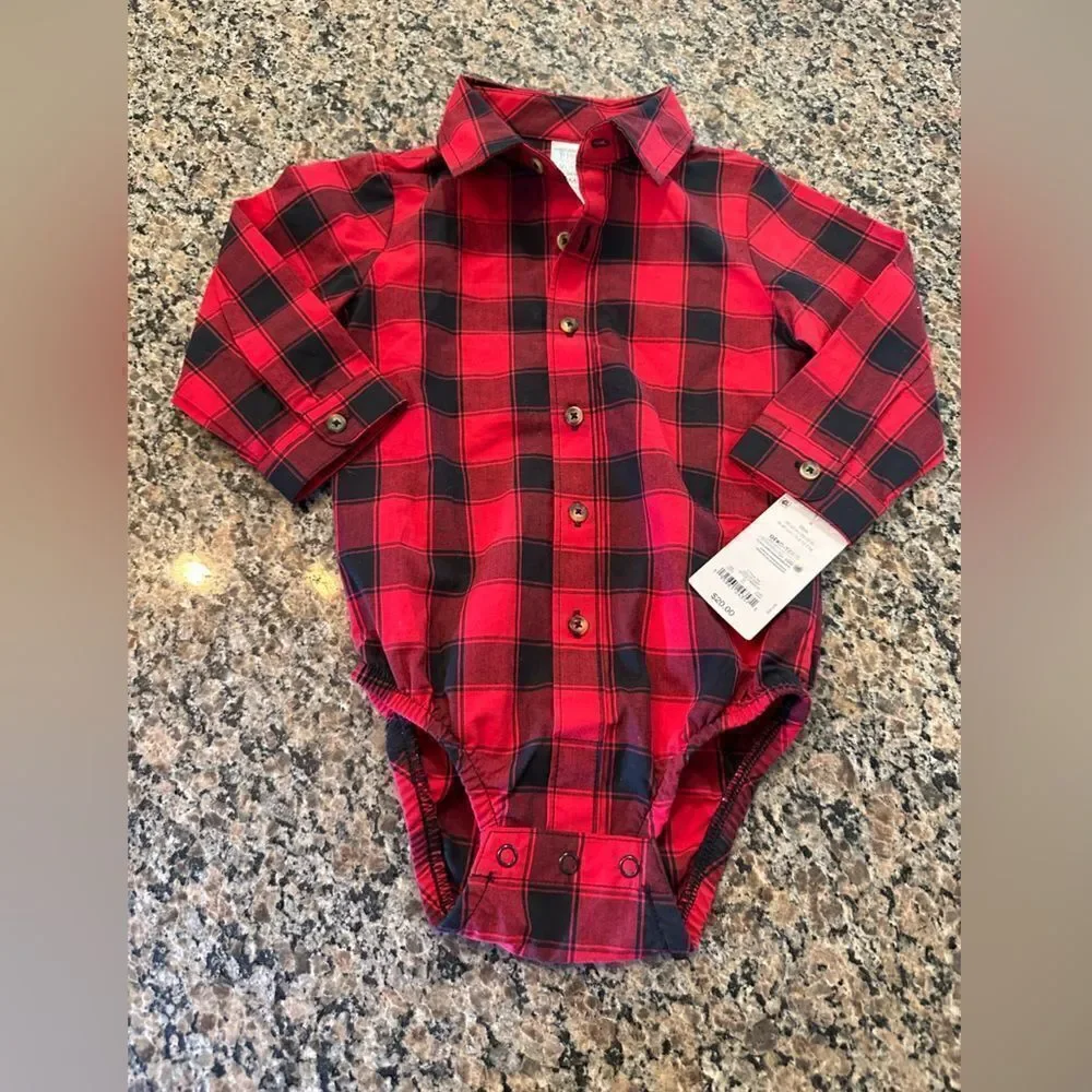 Carter’s Buffalo Plaid Onsie size 18 months NWT